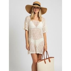 NEW Boutique Hello Sunshine Wide Brim Straw Sun Hat OS Tan Black Beach Core